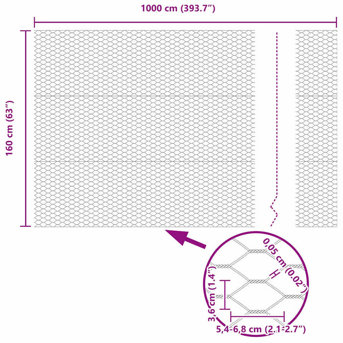 Gard hexagonal Argintiu 1,6 x 10 m Oțel galvanizat - WALTI WALTI
