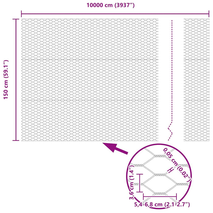 Gard hexagonal Argintiu 1,5 x 100 m Oțel galvanizat - WALTI WALTI