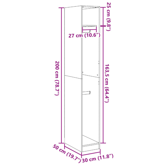 Dulap cu raft Stejar negru 30 x 50 x 200 cm Lemn compozit - WALTI WALTI