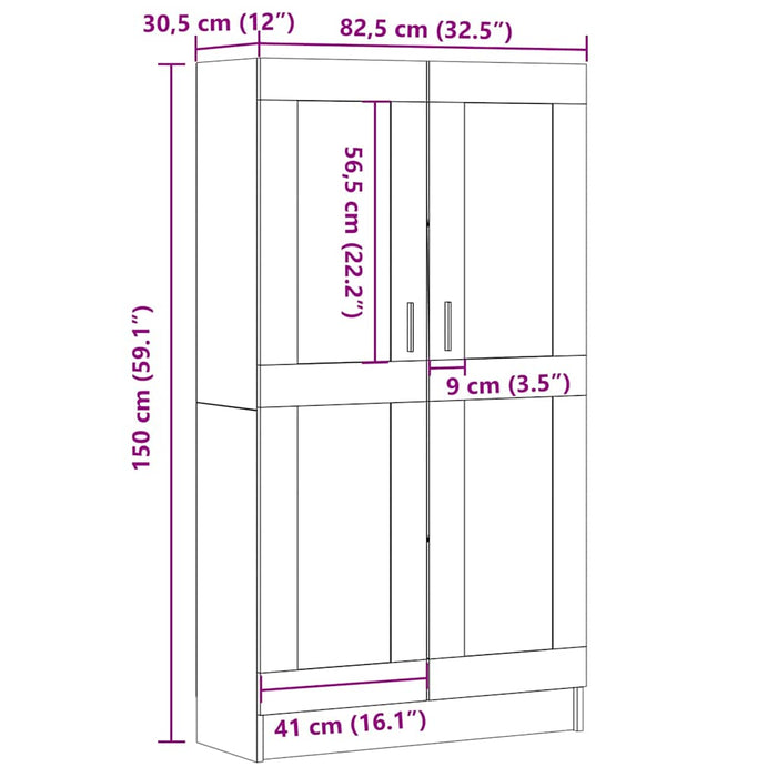 Bibliotecă, lemn vechi, 82,5x30,5x150 cm, lemn prelucrat WALTI