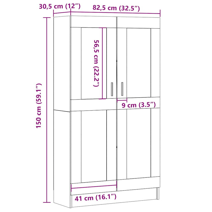 Bibliotecă, stejar artizanal, 82,5x30,5x150 cm, lemn prelucrat WALTI