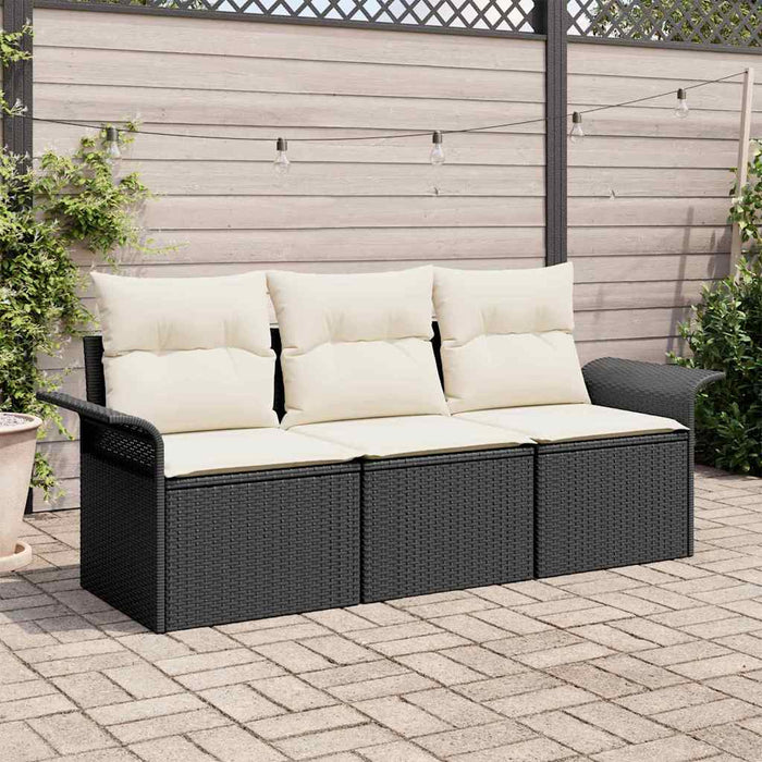 Set de canapele pentru grădină 3 pcs Negru 196 x 62 x 85cm - WALTI WALTI