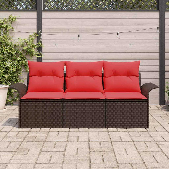 Set de canapea cu pernă Manual 3 pcs Maro și roșu poliratan WALTI