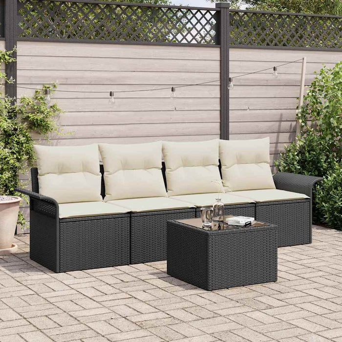Set de canapele pentru grădină 5 pcs Negru Rattan poli - WALTI WALTI
