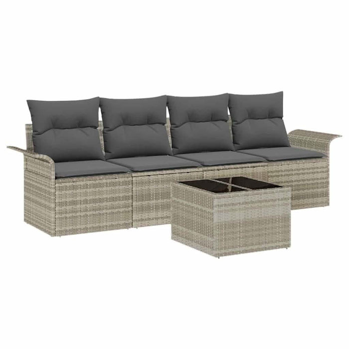Set de canapele pentru grădină 5 pcs Gri deschis Rattan poli - WALTI WALTI