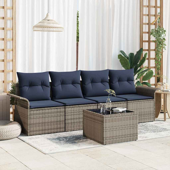 Set de canapea cu pernă 5 pcs Gri poliratan - WALTI WALTI