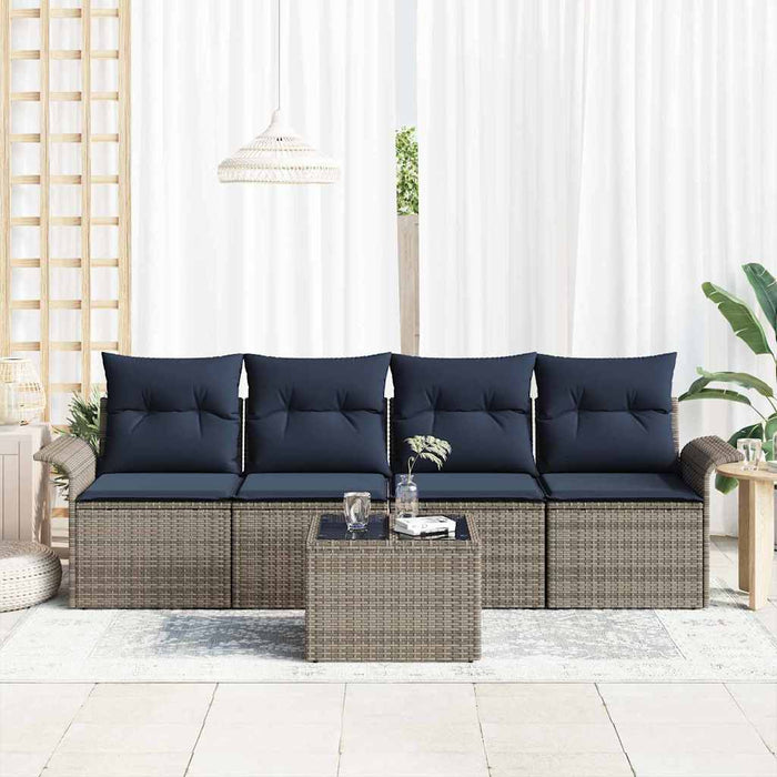 Set de canapea cu pernă 5 pcs Gri poliratan - WALTI WALTI