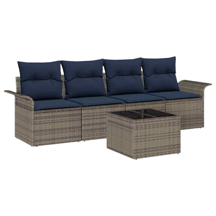 Set de canapea cu pernă 5 pcs Gri poliratan - WALTI WALTI