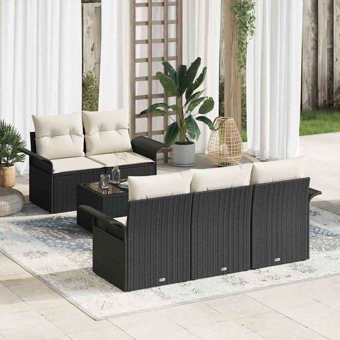 Set de canapele pentru grădină 6 pcs Negru Rattan poli - WALTI WALTI