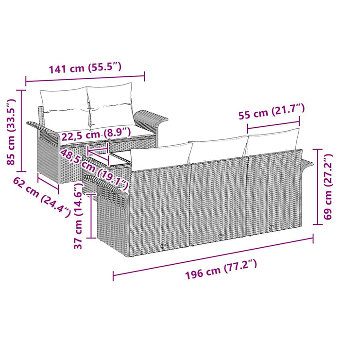 Set de canapele pentru grădină 6 pcs Negru Rattan poli - WALTI WALTI