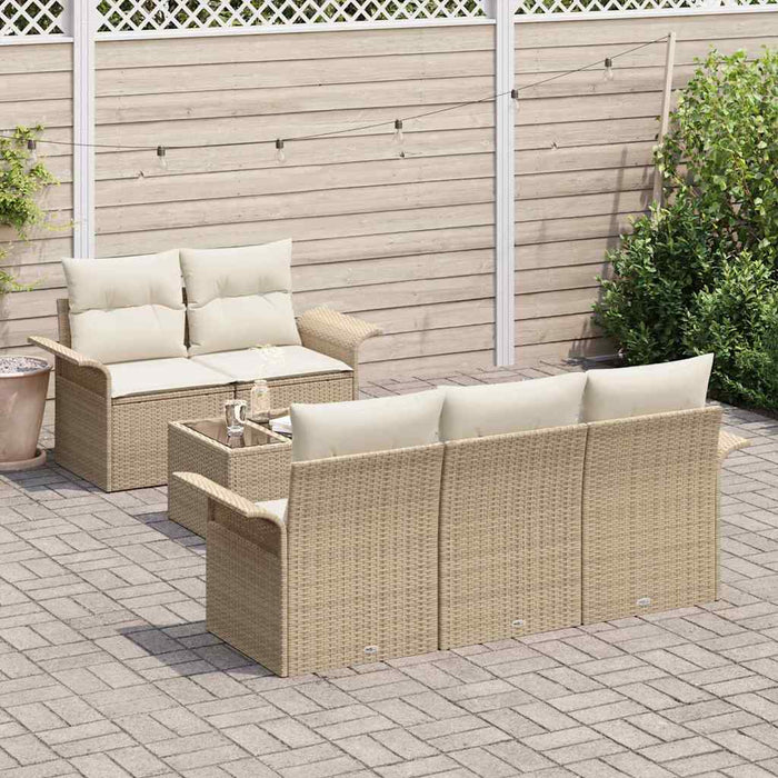 Set de canapea cu pernă 6 pcs Bej poliratan WALTI