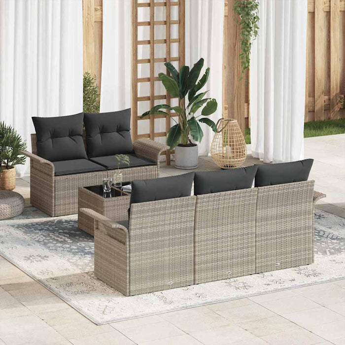 Set de canapele pentru grădină 6 pcs Gri deschis Rattan poli - WALTI WALTI