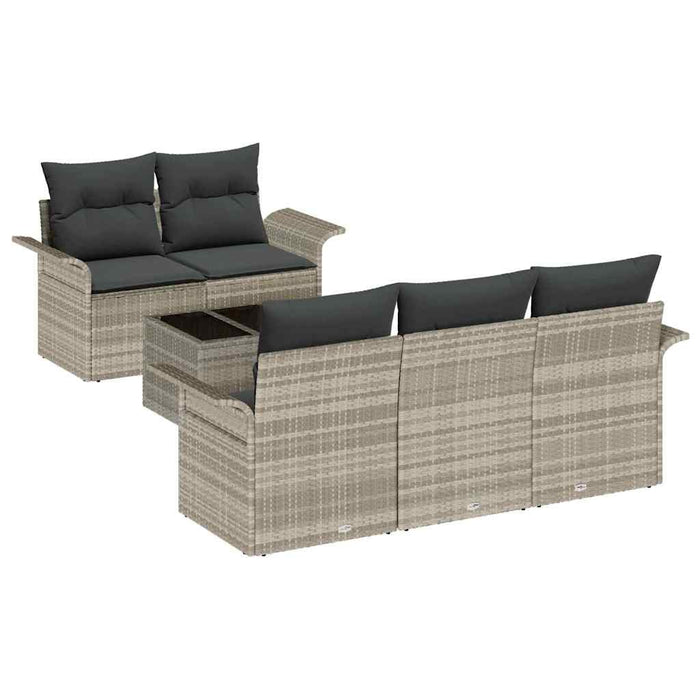 Set de canapele pentru grădină 6 pcs Gri deschis Rattan poli - WALTI WALTI