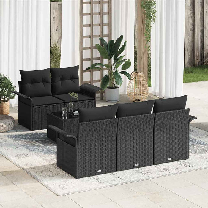 Set de canapea cu pernă 6 pcs Negru poliratan - WALTI WALTI