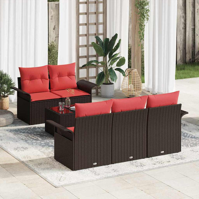 Set de canapele pentru grădină cu pernă 6 pcs Maro poliratan - WALTI WALTI