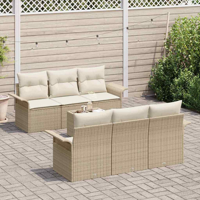 Set de canapele pentru grădină cu pernă 7 pcs Bej poliratan WALTI