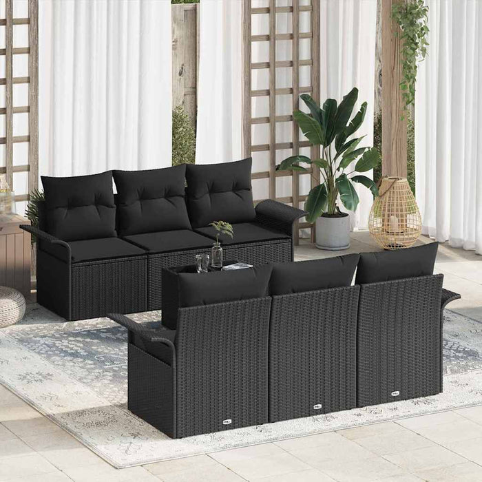 Set de canapele pentru grădină cu pernă 7 pcs Negru poliratan - WALTI WALTI