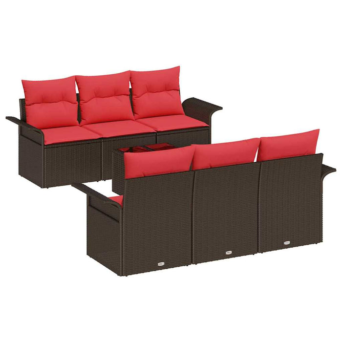 Set de canapele pentru grădină cu pernă 7 pcs Maro poliratan - WALTI WALTI