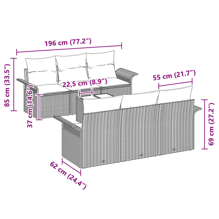 Set de canapele pentru grădină cu pernă 7 pcs Maro poliratan - WALTI WALTI