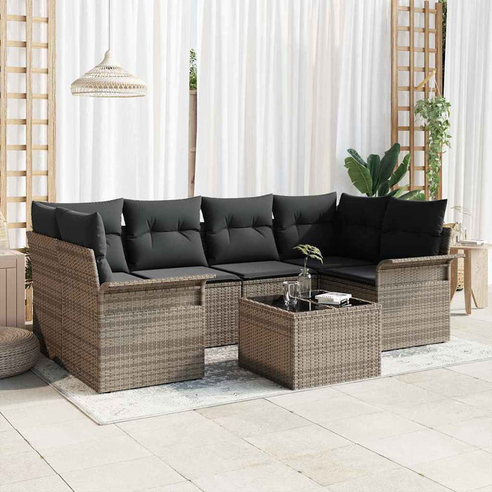 Set de canapele pentru grădină 7 pcs Gri Rattan poli - WALTI WALTI