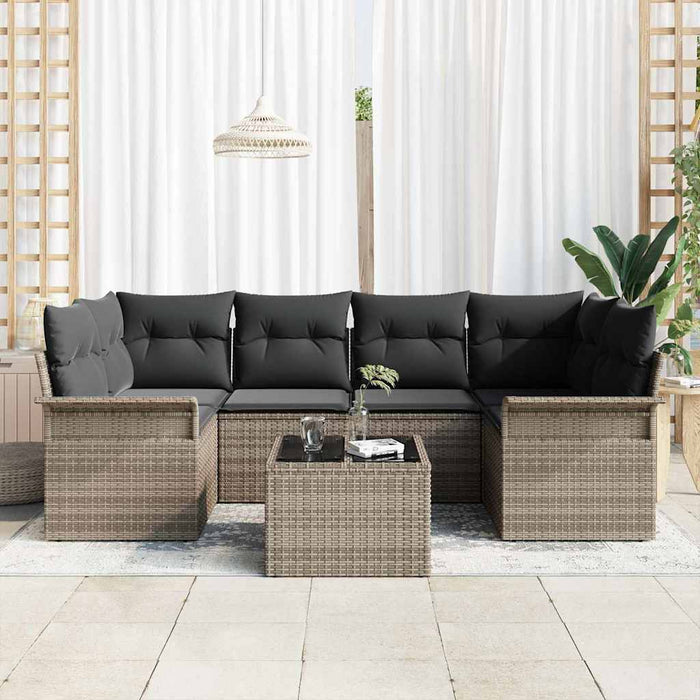Set de canapele pentru grădină 7 pcs Gri Rattan poli - WALTI WALTI