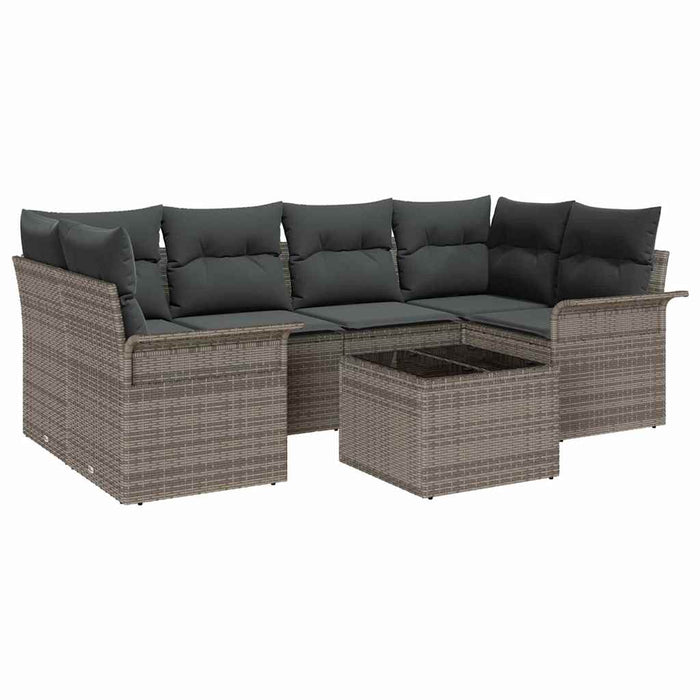 Set de canapele pentru grădină 7 pcs Gri Rattan poli - WALTI WALTI