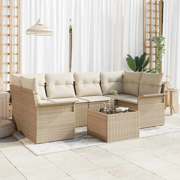 Set de canapele pentru grădină 7 pcs Bej Rattan poli WALTI