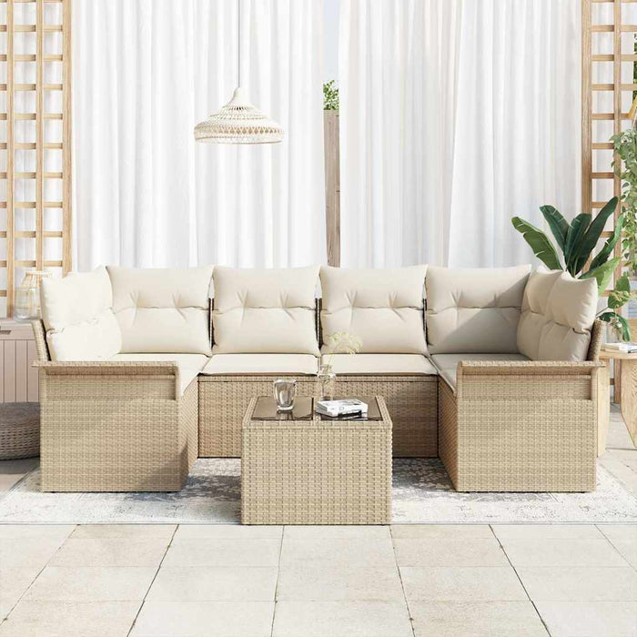 Set de canapele pentru grădină 7 pcs Bej Rattan poli WALTI