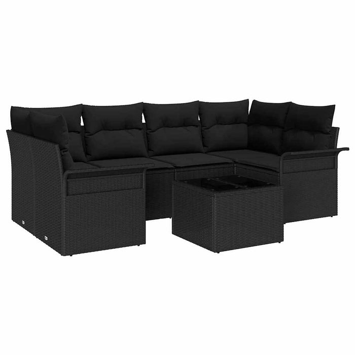 Set de canapele pentru grădină 7 pcs Negru Rattan poli - WALTI WALTI