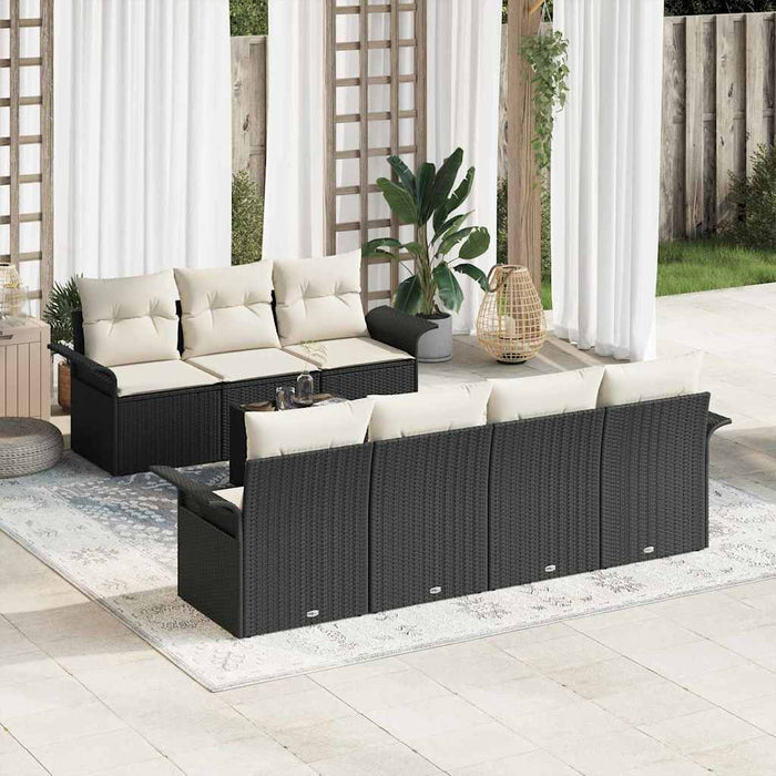 Set de canapele pentru grădină 8 pcs Negru Rattan poli - WALTI WALTI