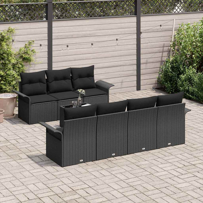 Set de canapele pentru grădină 8 pcs Negru Rattan poli - WALTI WALTI