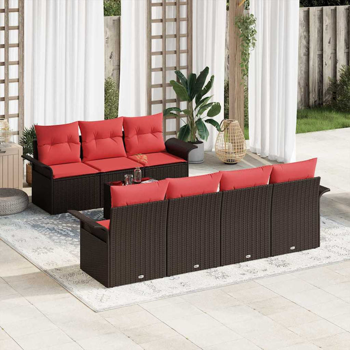 Set de canapele pentru grădină cu pernă 8 pcs Maro poliratan - WALTI WALTI