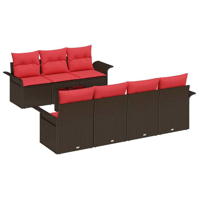 Set de canapele pentru grădină cu pernă 8 pcs Maro poliratan - WALTI WALTI