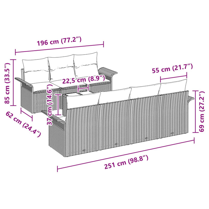 Set de canapele pentru grădină cu pernă 8 pcs Maro poliratan - WALTI WALTI