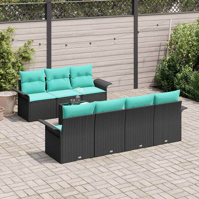 Set de canapele pentru grădină cu pernă 8 pcs Negru poliratan - WALTI WALTI