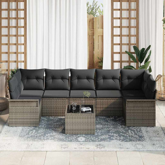 Set de canapele pentru grădină 8 pcs Gri Rattan poli - WALTI WALTI