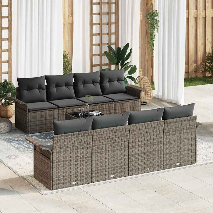 Set de canapele pentru grădină 9 pcs Gri Rattan poli - WALTI WALTI