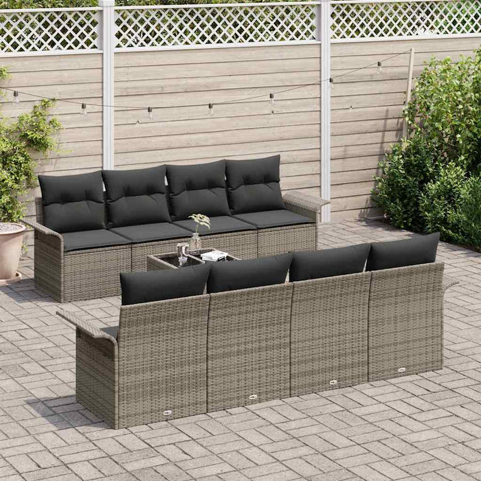 Set de canapele pentru grădină 9 pcs Gri Rattan poli - WALTI WALTI