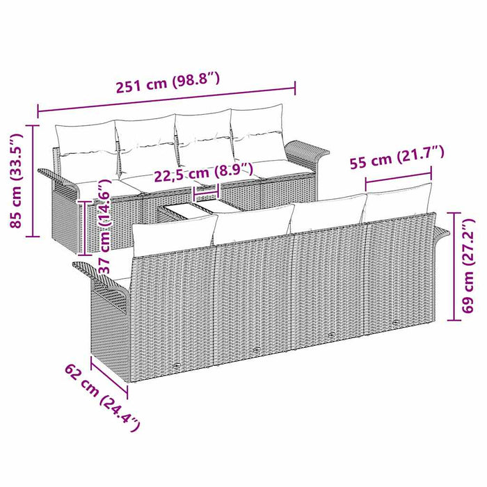 Set de canapele pentru grădină 9 pcs Gri Rattan poli - WALTI WALTI