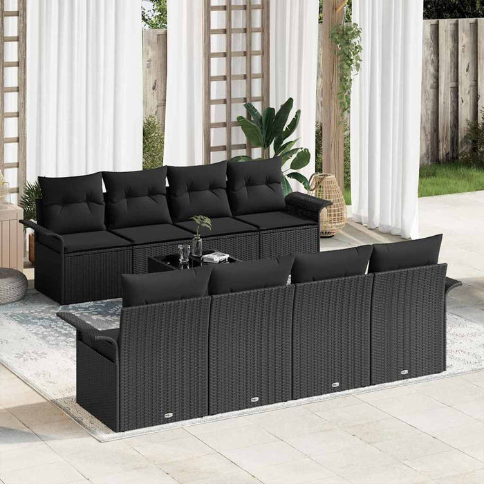 Set de canapele pentru grădină 9 pcs Negru Rattan poli - WALTI WALTI