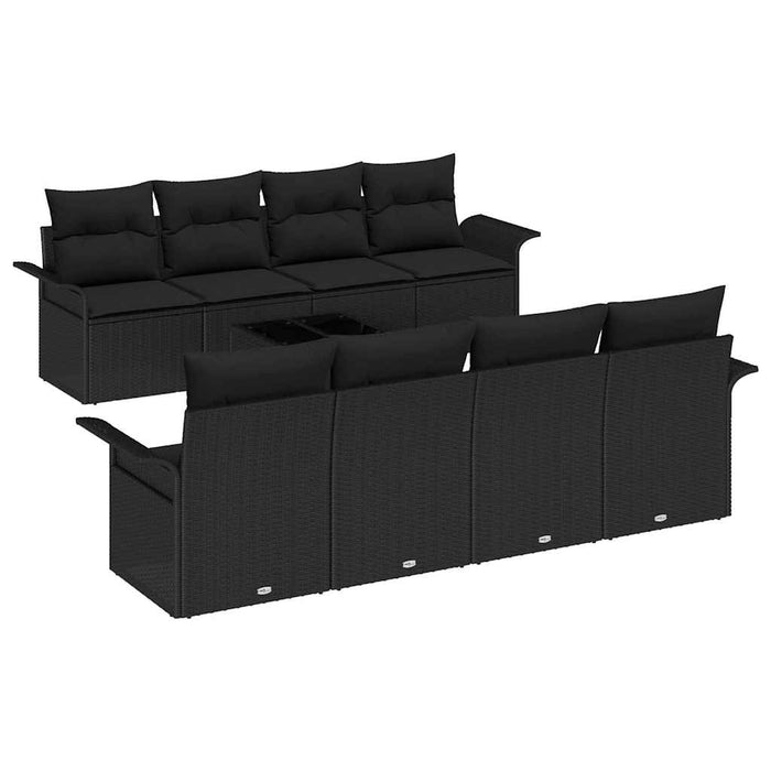 Set de canapele pentru grădină 9 pcs Negru Rattan poli - WALTI WALTI
