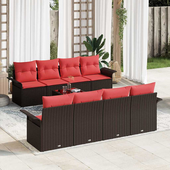 Set de canapele pentru grădină cu pernă 9 pcs Maro poliratan - WALTI WALTI