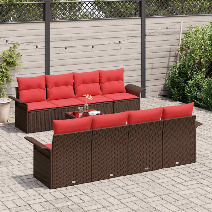 Set de canapele pentru grădină cu pernă 9 pcs Maro poliratan - WALTI WALTI