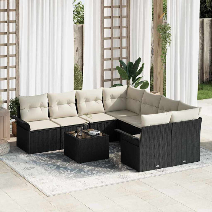 Set de canapele pentru grădină 9 pcs Negru Rattan poli - WALTI WALTI