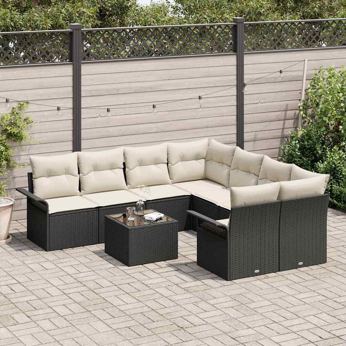 Set de canapele pentru grădină 9 pcs Negru Rattan poli - WALTI WALTI