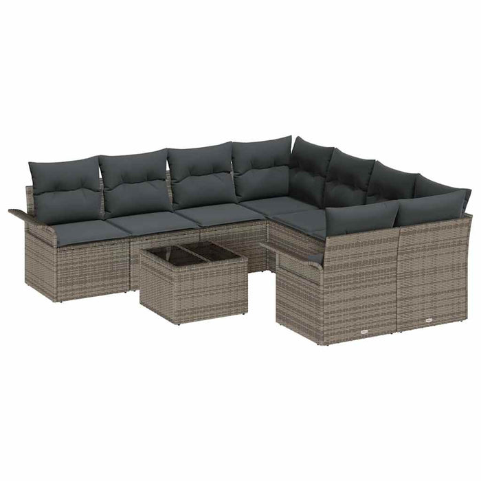 Set de canapele pentru grădină 9 pcs Gri Rattan poli - WALTI WALTI