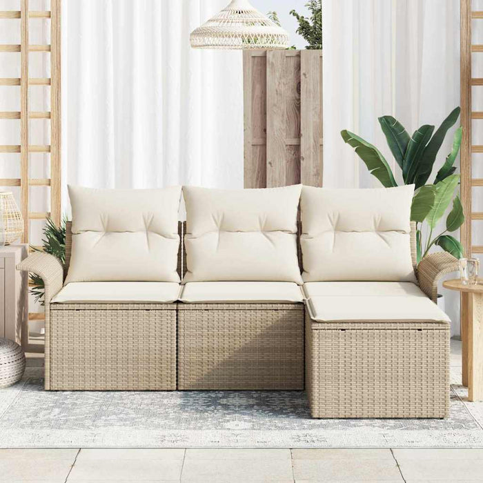 Set de canapea cu pernă 4 pcs Bej poliratan WALTI