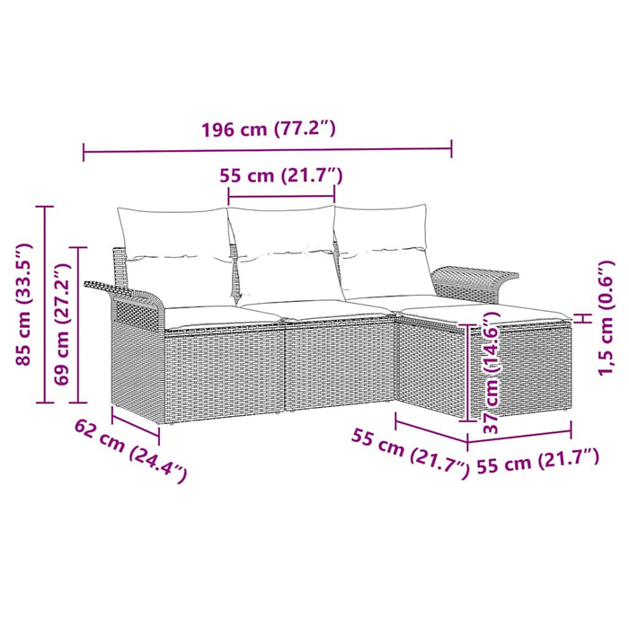 Set de canapele pentru grădină 4 pcs Gri 55 x 55 x 37cm - WALTI WALTI