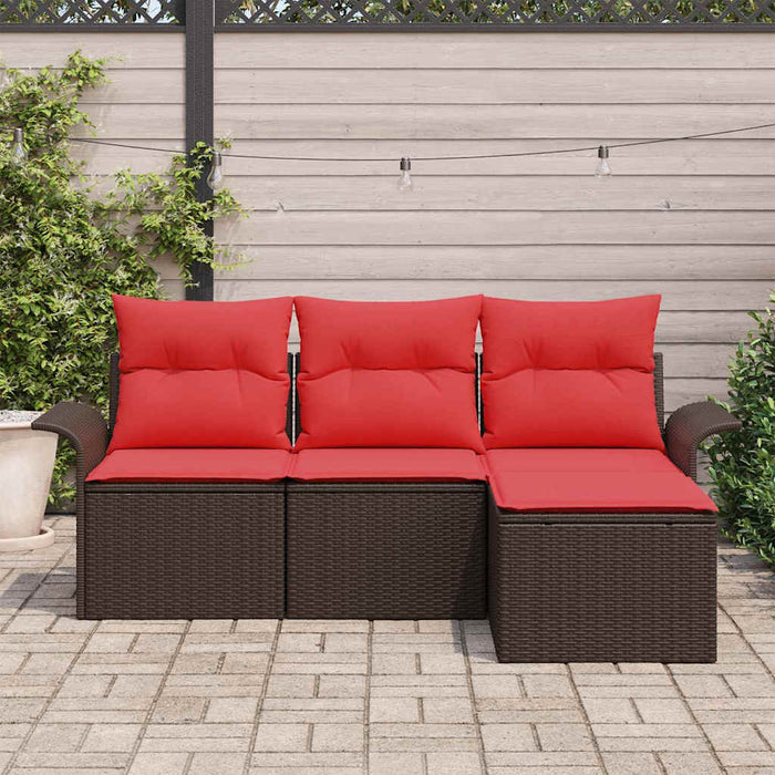 Set de canapele pentru grădină cu pernă 4 pcs Maro poliratan - WALTI WALTI