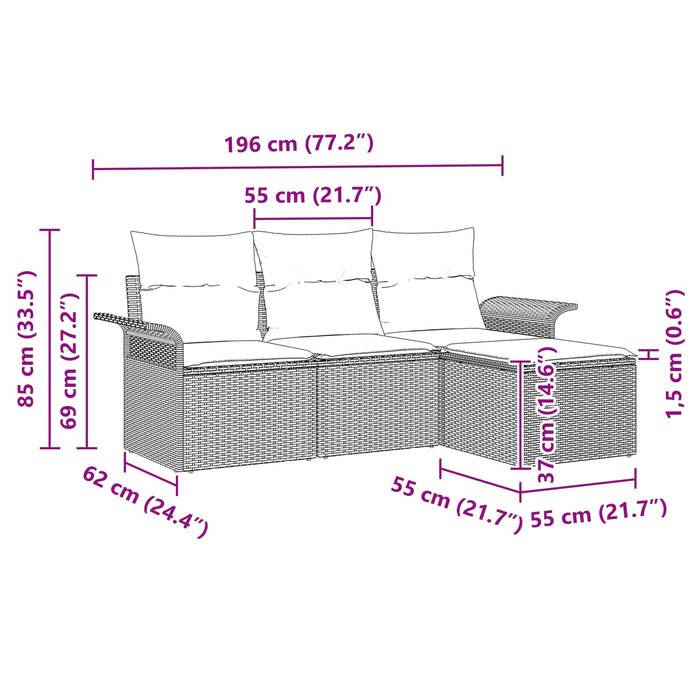 Set de canapele pentru grădină cu pernă 4 pcs Maro poliratan - WALTI WALTI